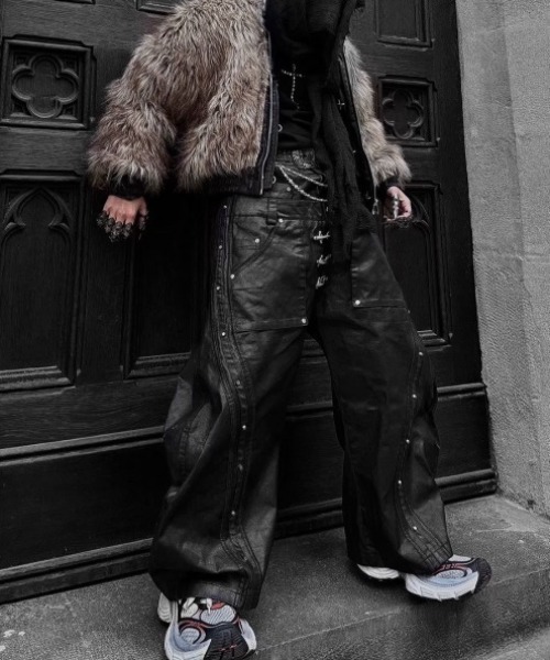 ジーンズ 「RICH」Mock Double Waist Wide Leg Pants / 「リッチ」モックダブルウエストワイドデニムパンツ