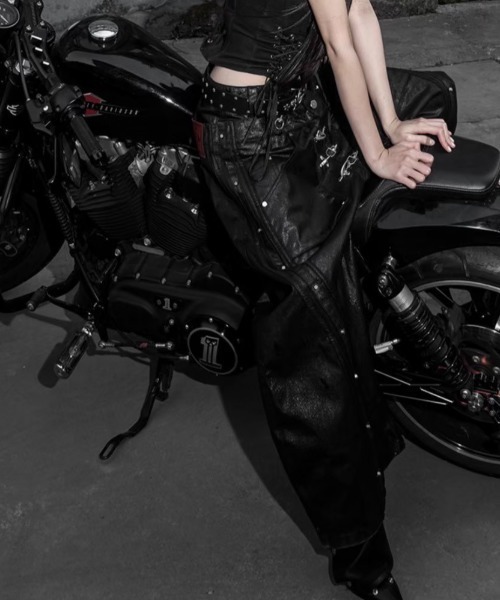 ジーンズ 「RICH」Mock Double Waist Wide Leg Pants / 「リッチ」モックダブルウエストワイドデニムパンツ