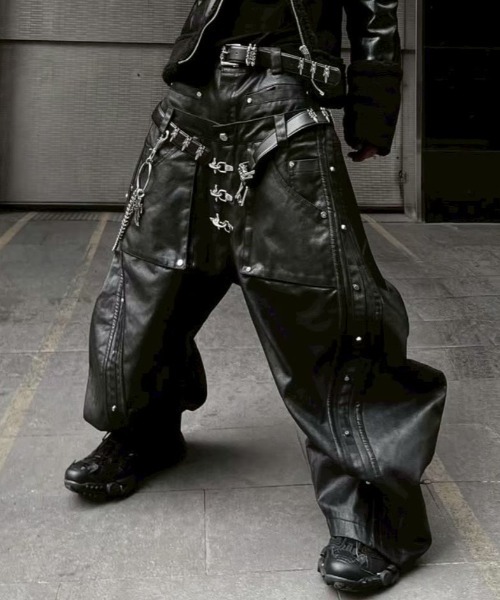 ジーンズ 「RICH」Mock Double Waist Wide Leg Pants / 「リッチ」モックダブルウエストワイドデニムパンツ