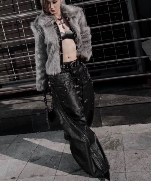 ジーンズ 「RICH」Mock Double Waist Wide Leg Pants / 「リッチ」モックダブルウエストワイドデニムパンツ