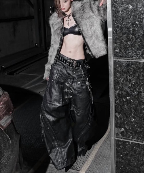 ジーンズ 「RICH」Mock Double Waist Wide Leg Pants / 「リッチ」モックダブルウエストワイドデニムパンツ