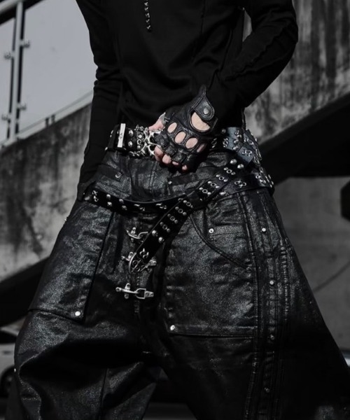 ジーンズ 「RICH」Mock Double Waist Wide Leg Pants / 「リッチ」モックダブルウエストワイドデニムパンツ