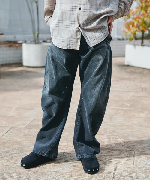 CONZ ワイドパンツ ジーンズ dark wash curve denim deep blue/デニム