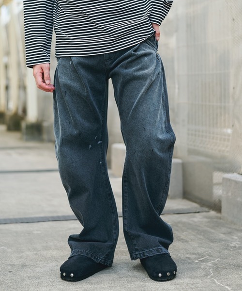 CONZ ワイドパンツ ジーンズ dark wash curve denim deep blue/デニム