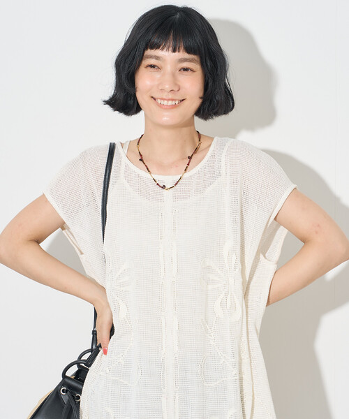プリント メッシュ ワンピース FREAK'S STORE（フリークスストア） ワンピース 夏 インド メッシュ