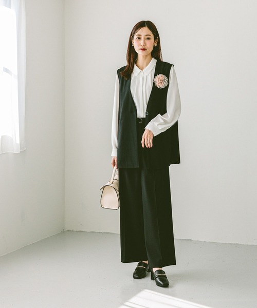 「GLOBAL WORK」 長袖シャツ MEDIUM チャコールグレー レディース_画像2