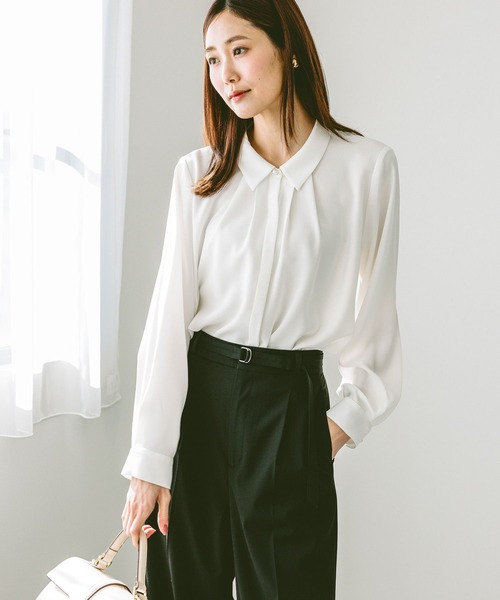 「GLOBAL WORK」 長袖シャツ MEDIUM チャコールグレー レディース_画像6