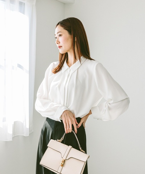 「GLOBAL WORK」 長袖シャツ MEDIUM チャコールグレー レディース_画像7