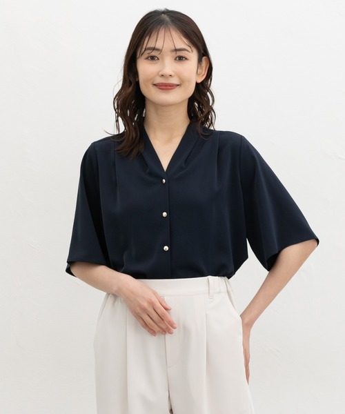 「Honeys」 半袖ブラウス L グレイッシュベージュ レディース_画像3