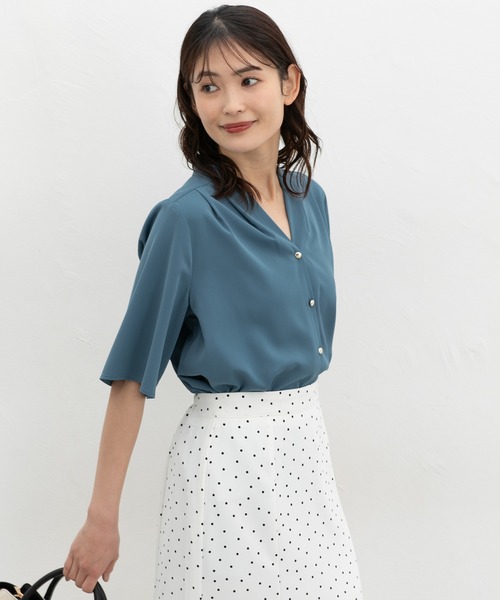 「Honeys」 半袖ブラウス L グレイッシュベージュ レディース_画像6