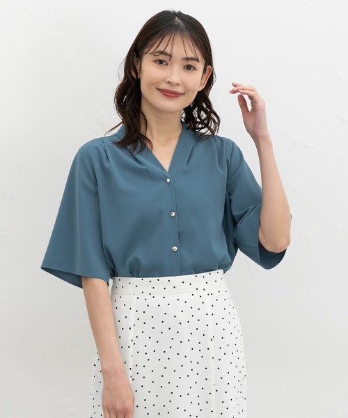 「Honeys」 半袖ブラウス L グレイッシュベージュ レディース_画像7