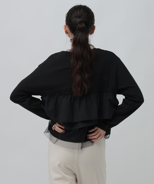 LEPSIM（レプシィム） tシャツ 長袖異素材フリルドッキング 1080847