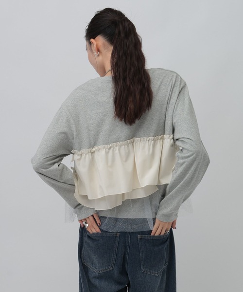 LEPSIM（レプシィム） tシャツ 長袖異素材フリルドッキング 1080847