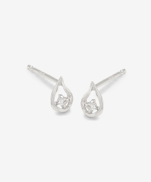 ESTELLE ピアス K10 ホワイトゴールド ダイヤモンド しずく