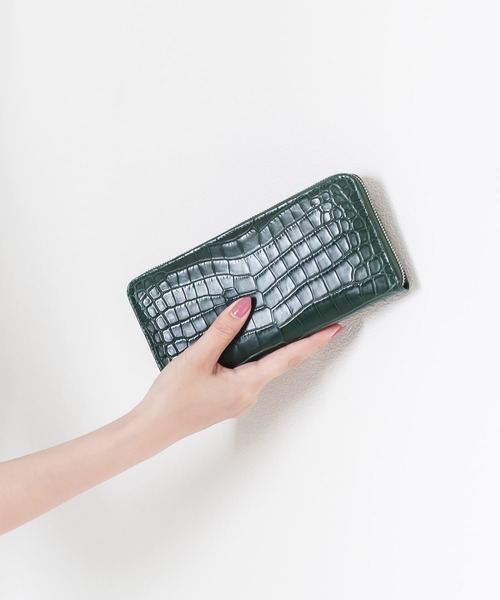 長財布 財布 HK VIVIAMO ビビアモ セレクト クロコダイルレザーラウンド長財布 レディース メンズの画像