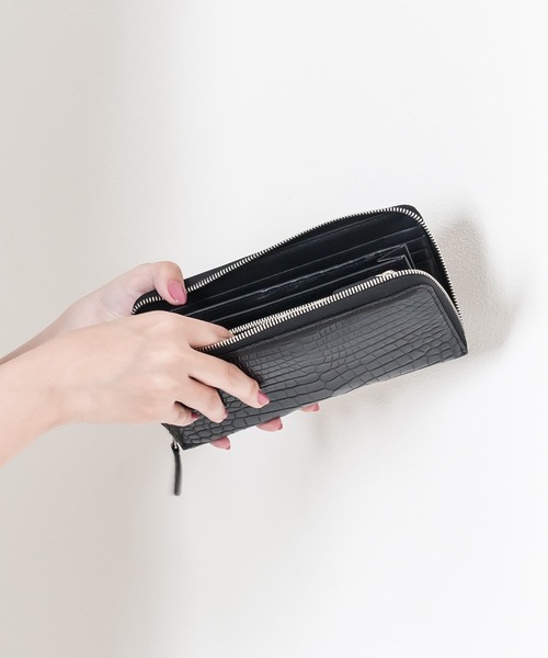 長財布 財布 HK VIVIAMO ビビアモ セレクト クロコダイルレザーラウンド長財布 レディース メンズの画像