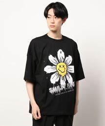 tシャツ GET SHOT SMILE BIG Tシャツ レディース メンズ JUGLANS tシャツ 「SMILEY FACE」メルトフラワースマイルTEE