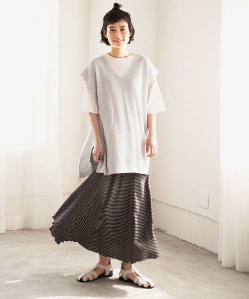 LBC ベスト ジレ 畦ロングニットベスト レディース : ZOZOTOWN