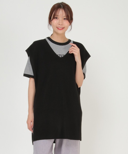 LBC ベスト ジレ 畦ロングニットベスト レディース : ZOZOTOWN