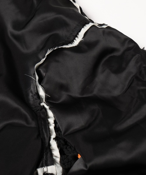 DISCOVERED ブラック MA-1ジャケット DISCOVERED ma1 ma-1 CROCHET SLEEVE MA-1 メンズ レディース