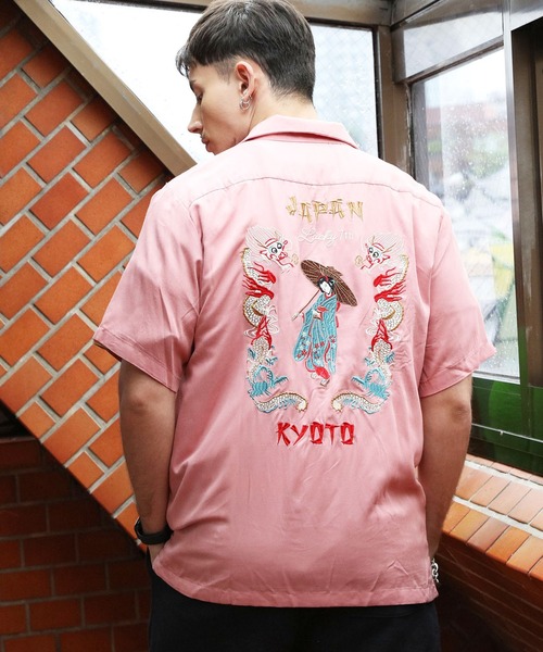 ヒューストン　スカシャツ　舞妓柄刺繍スカシャツ HOUSTON シャツ スカシャツ（舞妓） メンズ レディース