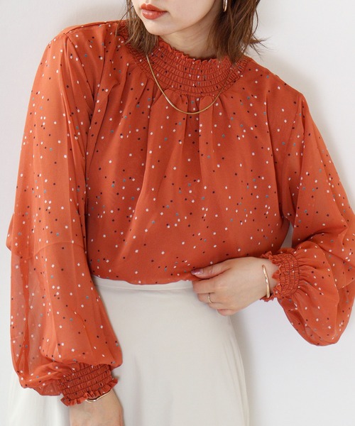 tシャツ BRODIAEA シフォンスモッグブラウス レディース tシャツ BRODIAEA シフォンスモッグブラウス レディース