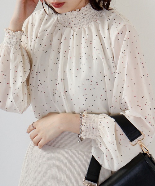 tシャツ BRODIAEA シフォンスモッグブラウス レディース