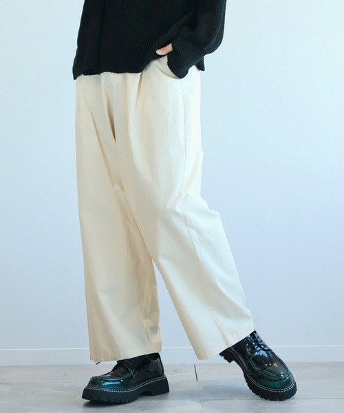 aimoha スラックス men飾りステッチワイドパンツ メンズ