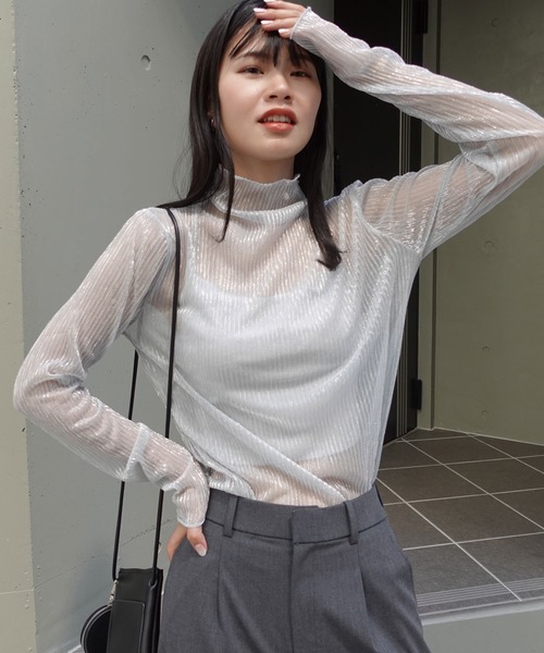 tシャツ ラメシアータートルカットトップス レディース Aunt Marie's tシャツ ラメタートルシアートップス レディース