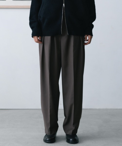 SINSS スラックス Wide tapered two tuck slacks / ワイドテーパード 2