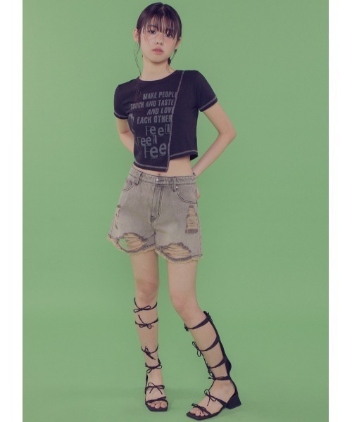 tシャツ A'GEM/9 × .kom 「 FANCY CLUB/ファンシークラブ」 EACH OTHER UNBALANCE CROP TEE/アン A'GEM/9 × .kom 『 FANCY CLUB/ファンシークラブ』 EACH OTHER