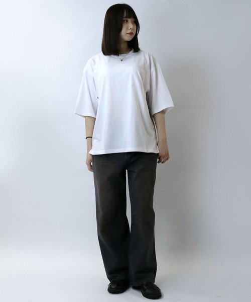 【韓国 Life Work】ビンテージストライプワイドフィットTシャツ 韓国 Life Work】ビンテージストライプワイドフィットTシャツ