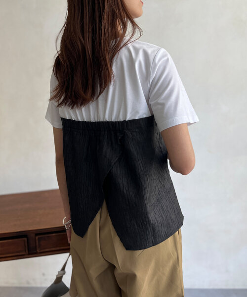 tシャツ ビスチェ ドッキング Tシャツ レディース Chez toi tシャツ ビスチェドッキングTシャツ レディース