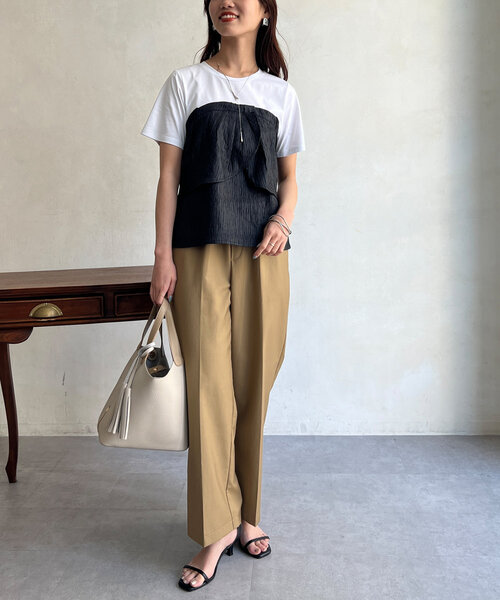 tシャツ ビスチェ ドッキング Tシャツ レディース Chez toi tシャツ ビスチェドッキングTシャツ レディース