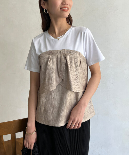 tシャツ ビスチェ ドッキング Tシャツ レディース Chez toi tシャツ ビスチェドッキングTシャツ レディース