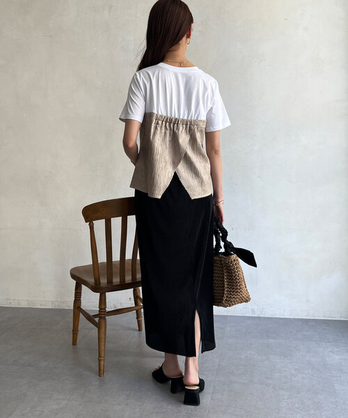 tシャツ ビスチェ ドッキング Tシャツ レディース Chez toi tシャツ ビスチェドッキングTシャツ レディース