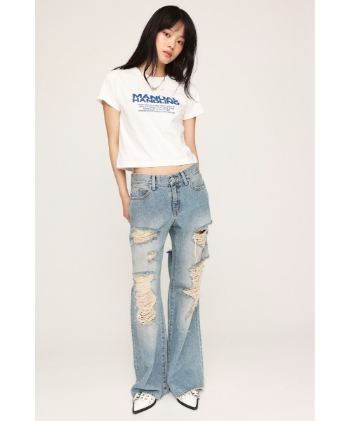 SLYローウエストトアーイットアップフレアジーンズ セール】L/W TORE IT UP FLARE JEANS ローウエスト トアー