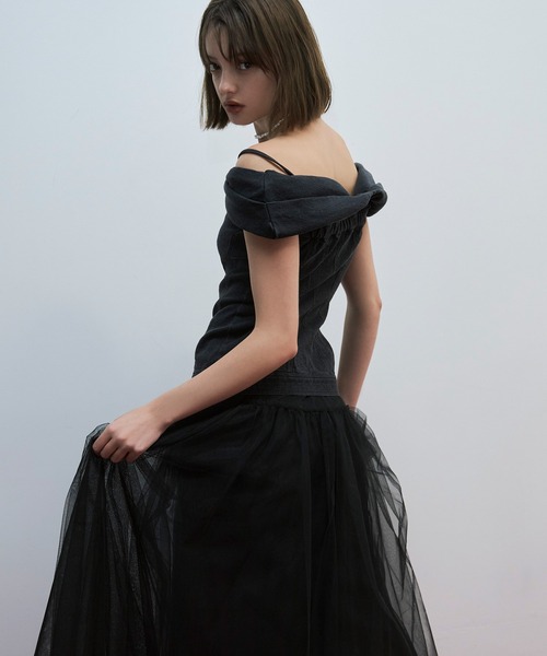 eimy istoire ワンピース デニムオフショルチュールスカート