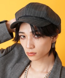 帽子 キャスケット an meets zakka ピンストライプキャスケット メンズ