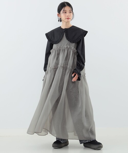 CAROLINA GLASER ワンピース オーガンジーティアード レディース 