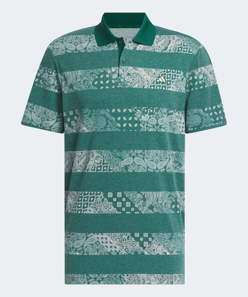 adidas - adidas golf アディダスゴルフ 総柄 ノースリーブ ポロシャツ ウェア adidas ポロシャツ GO-TO ペイズリー プリント 半袖ポロ「adidas