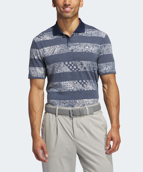 adidas - adidas golf アディダスゴルフ 総柄 ノースリーブ ポロシャツ ウェア adidas ポロシャツ GO-TO ペイズリー プリント 半袖ポロ「adidas