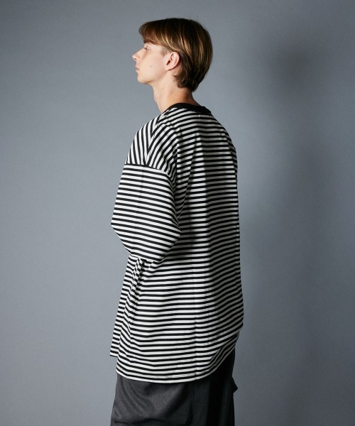 rehacer（レアセル） tシャツ : Heavy Cotton Border Loose S/S