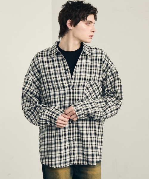 【定価14,300円】オーバーサイズ チェックシャツ ビッグシルエット M Shoowtime シャツ オーバーサイズビッグシルエットカジュアル