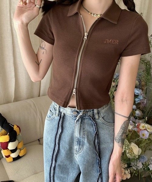 HALEY PESCA tシャツ PESCA/2WAYショート丈 Y2Kダブルジップ半袖