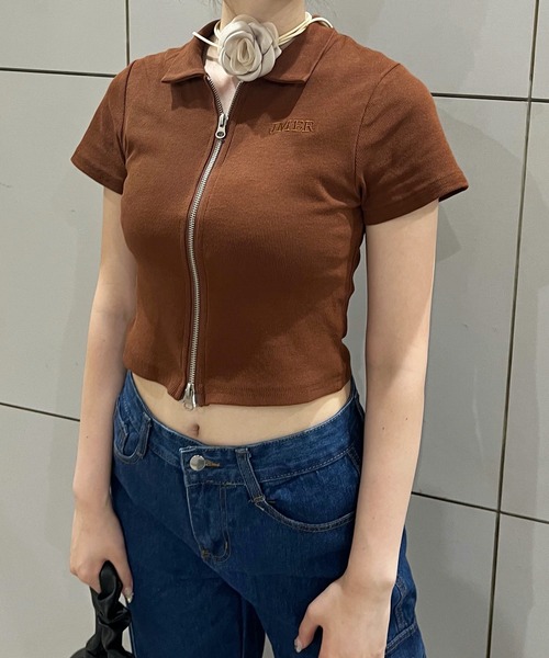 HALEY PESCA tシャツ PESCA/2WAYショート丈 Y2Kダブルジップ半袖