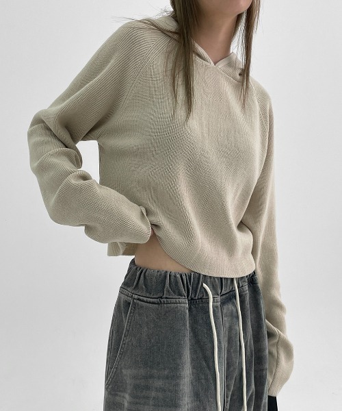 BLACKUP ガーレンスパーカー ベージュ BLACKUP パーカー 「MADE」 キンシュクロップラグランパーカー