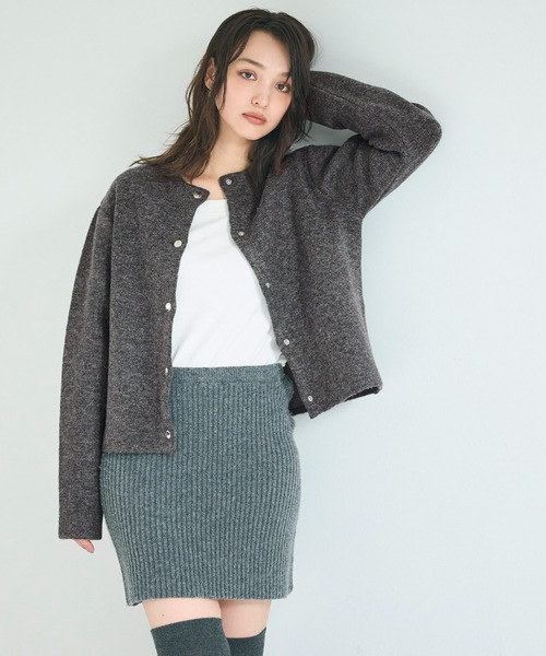 coca（コカ） カーディガン ダブルフェイス クルーネックニット