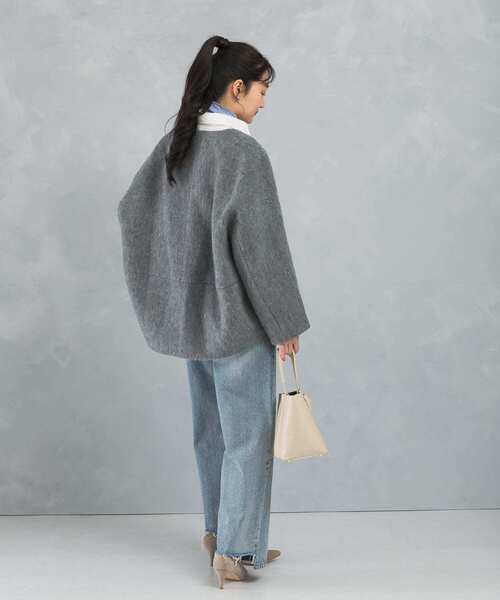 モヘア シャギー ジャケット グレー 新品未使用】モヘアシャギージャケットコート グレー - メルカリ