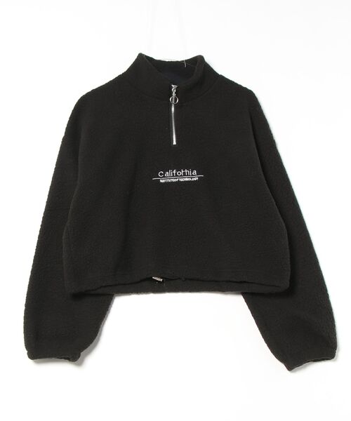 トレーナー スウェット ショート丈 ハーフジップ ボアトレーナー